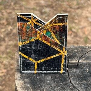 Geometric Faux Leather Card Holder
